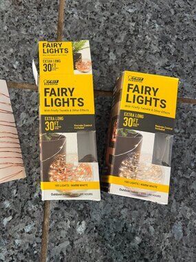 2 boxes FEIT Fairy lights /1 silver 1 copper each string/warm white/new in box
